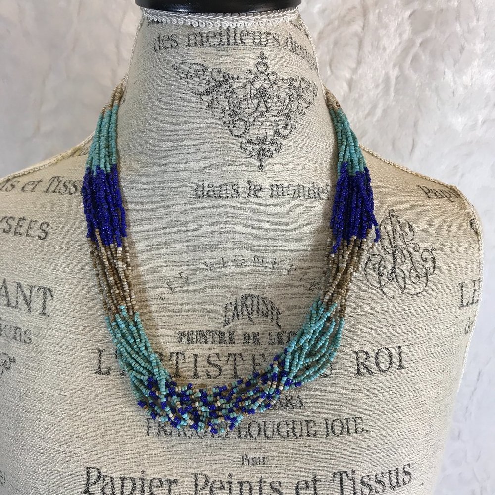 Multi Strand BoHo Handmade Seed Bead Necklace